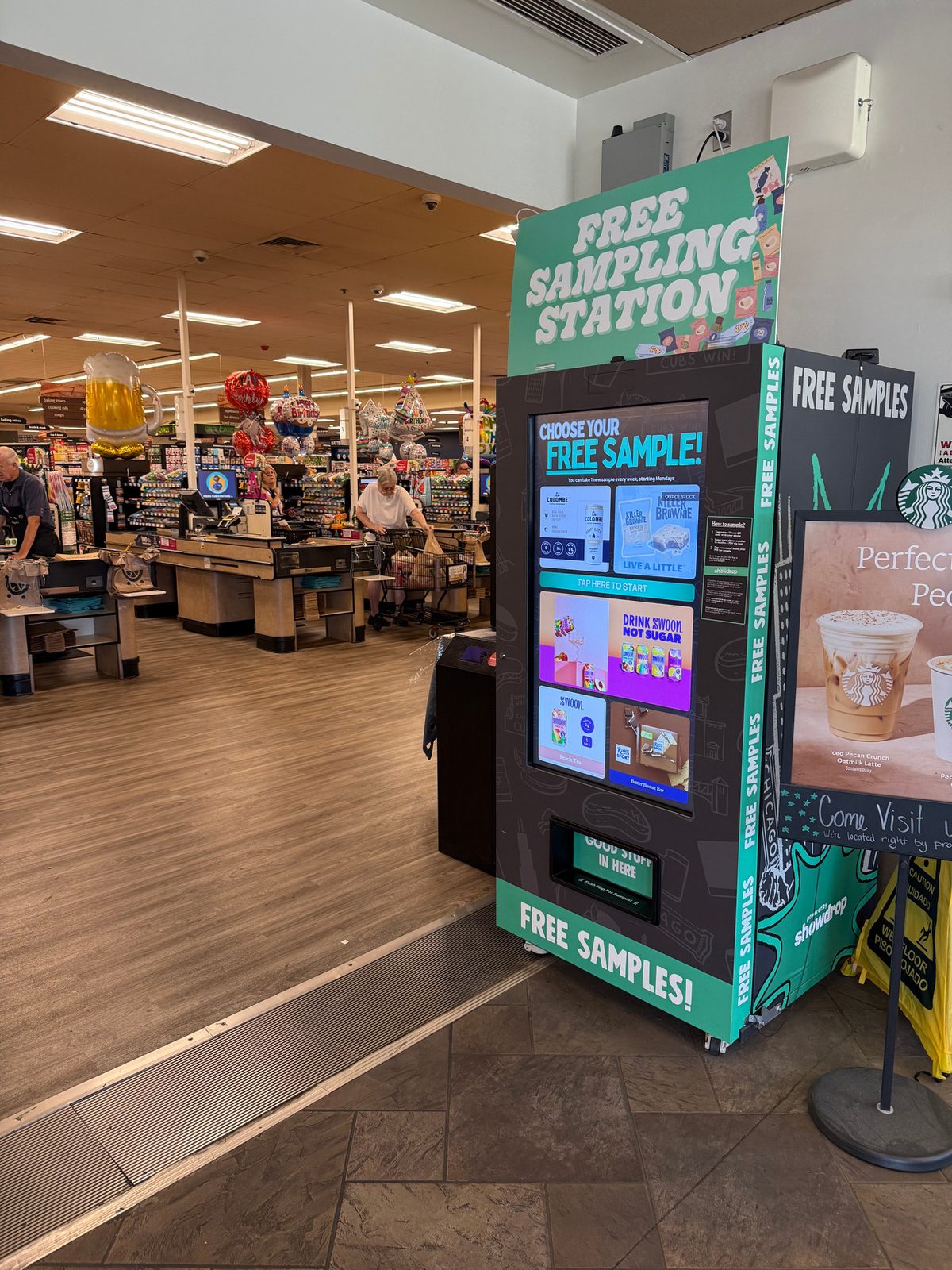 A Showdrop kiosk near the front of the store by the checkouts